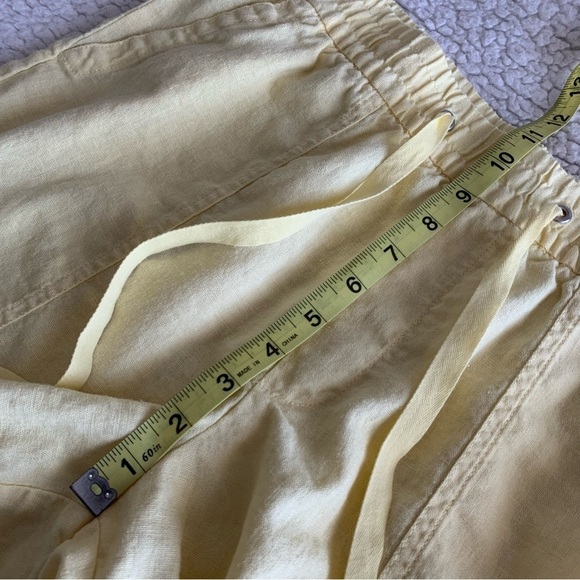Gap Linen Blend Shorts Womens Small Elastic Waist Drawcord Pockets butter yellow - Picture 9 of 10